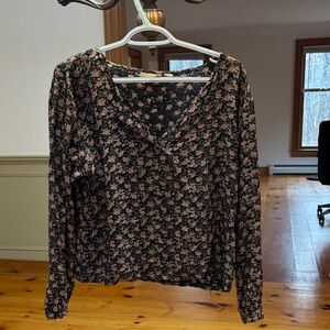 Elegant Floral V-Neck Blouse